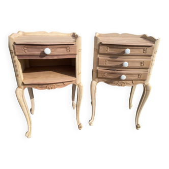 Pair of Louis XV style bedside tables completely revamped
