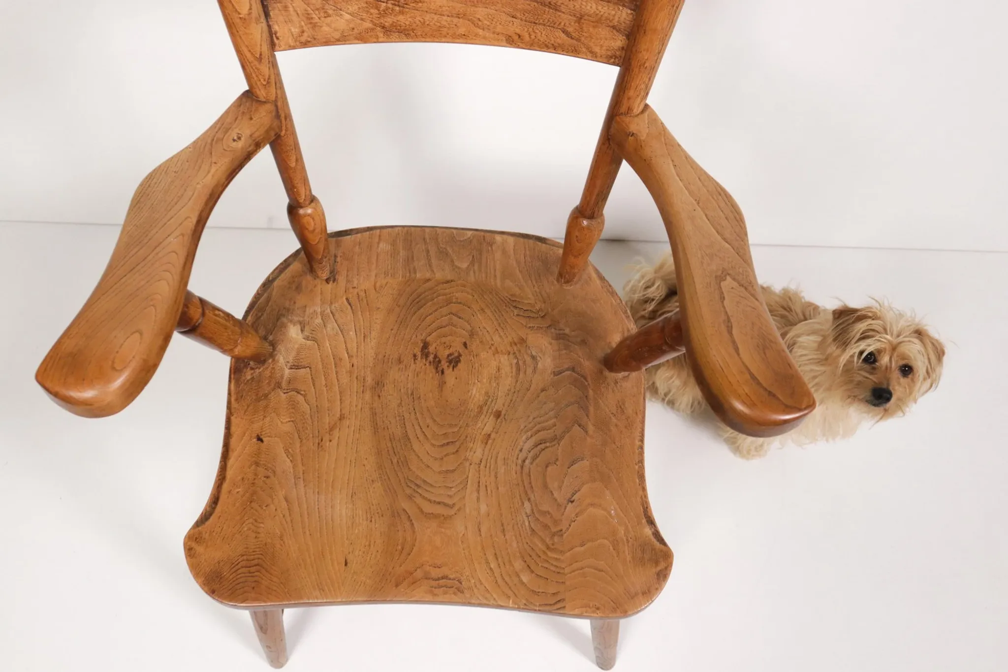 Brutalist oak fireside chair – wabi sabi armchair