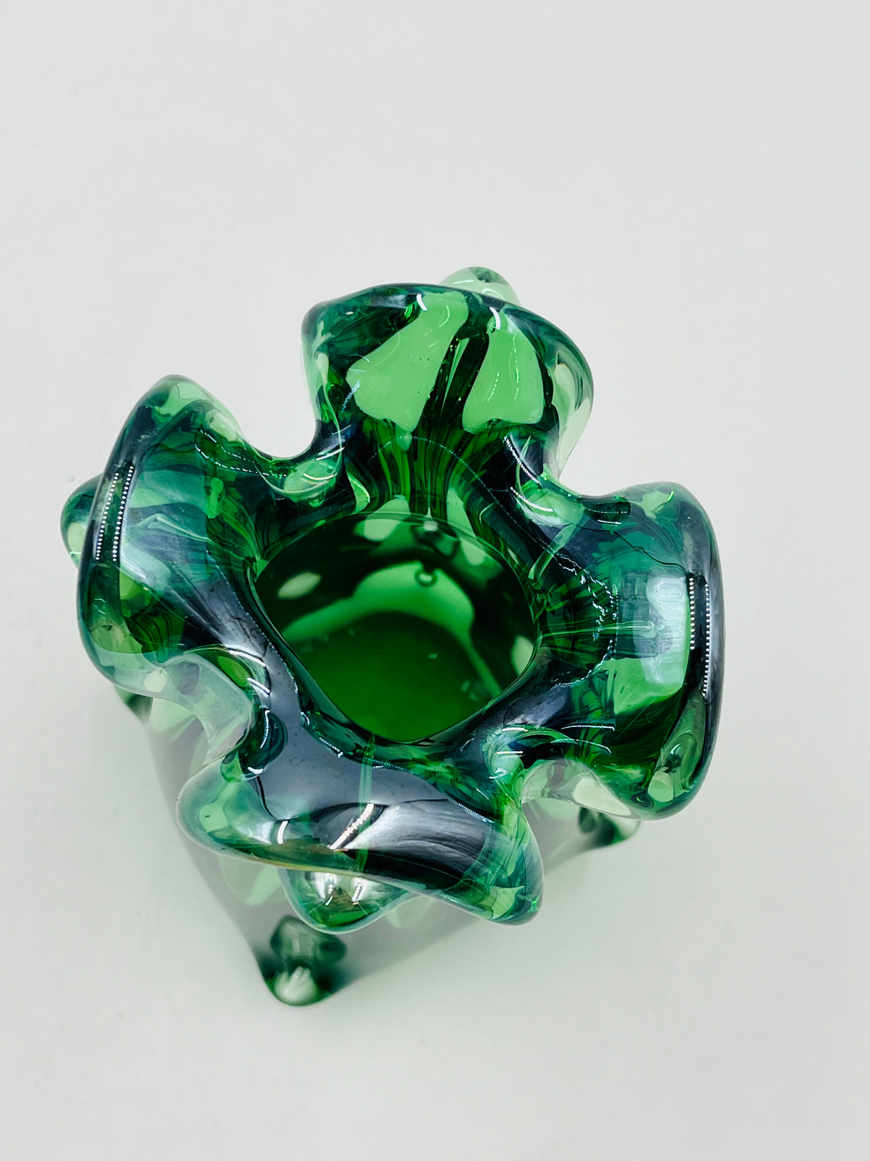 Sculptural blown glass vase from Bohemia attributed to Jan Beránek.