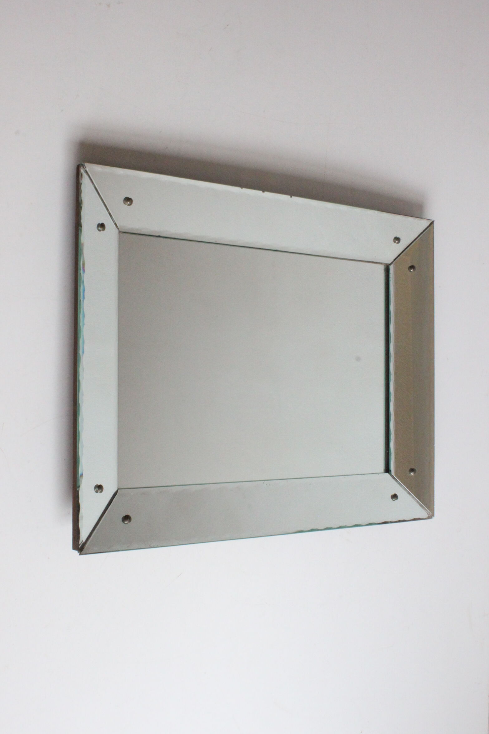 Art Deco box mirror with scalloped edges France 1930s
