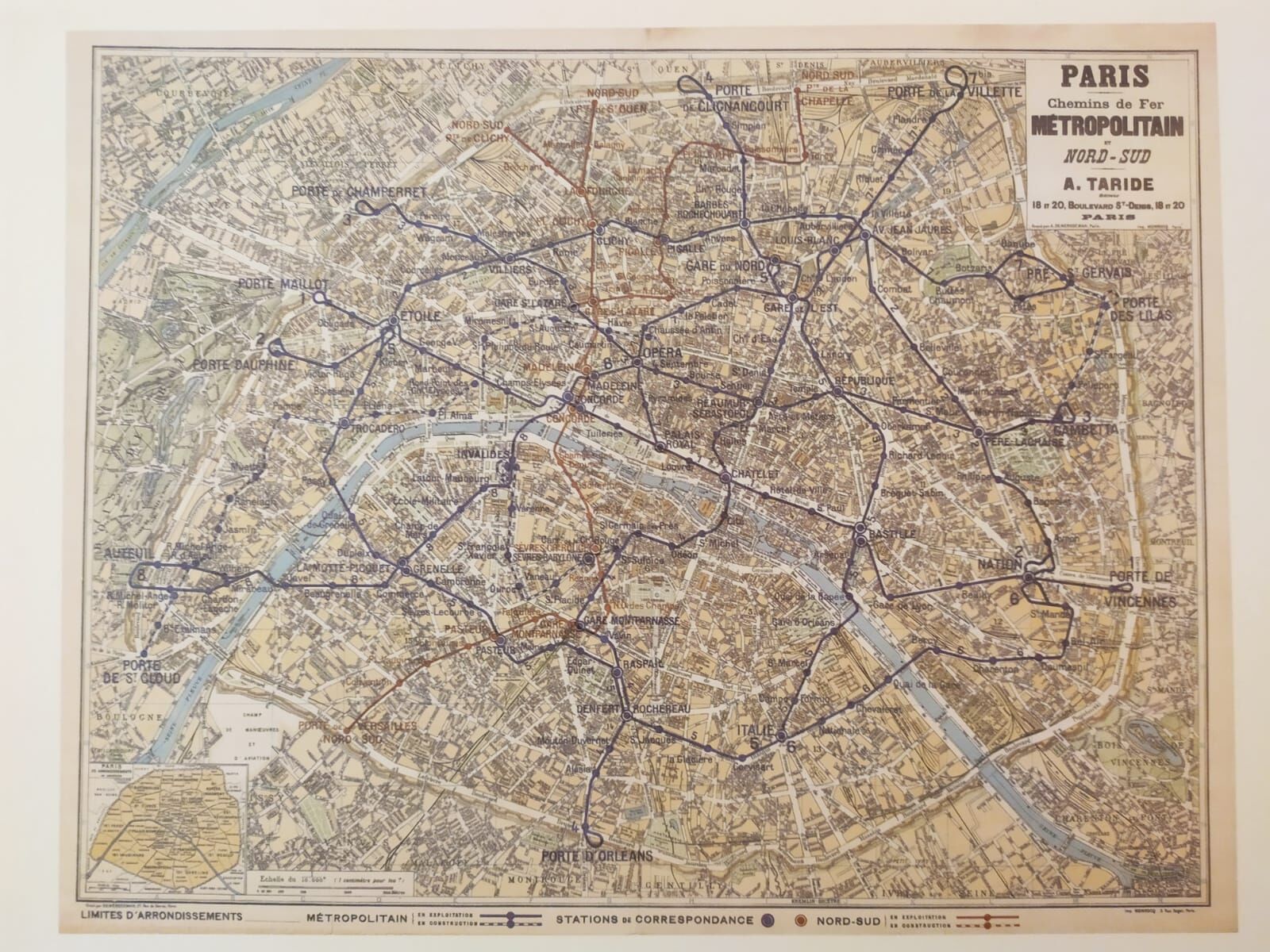 Map of the Paris Metro in 1920