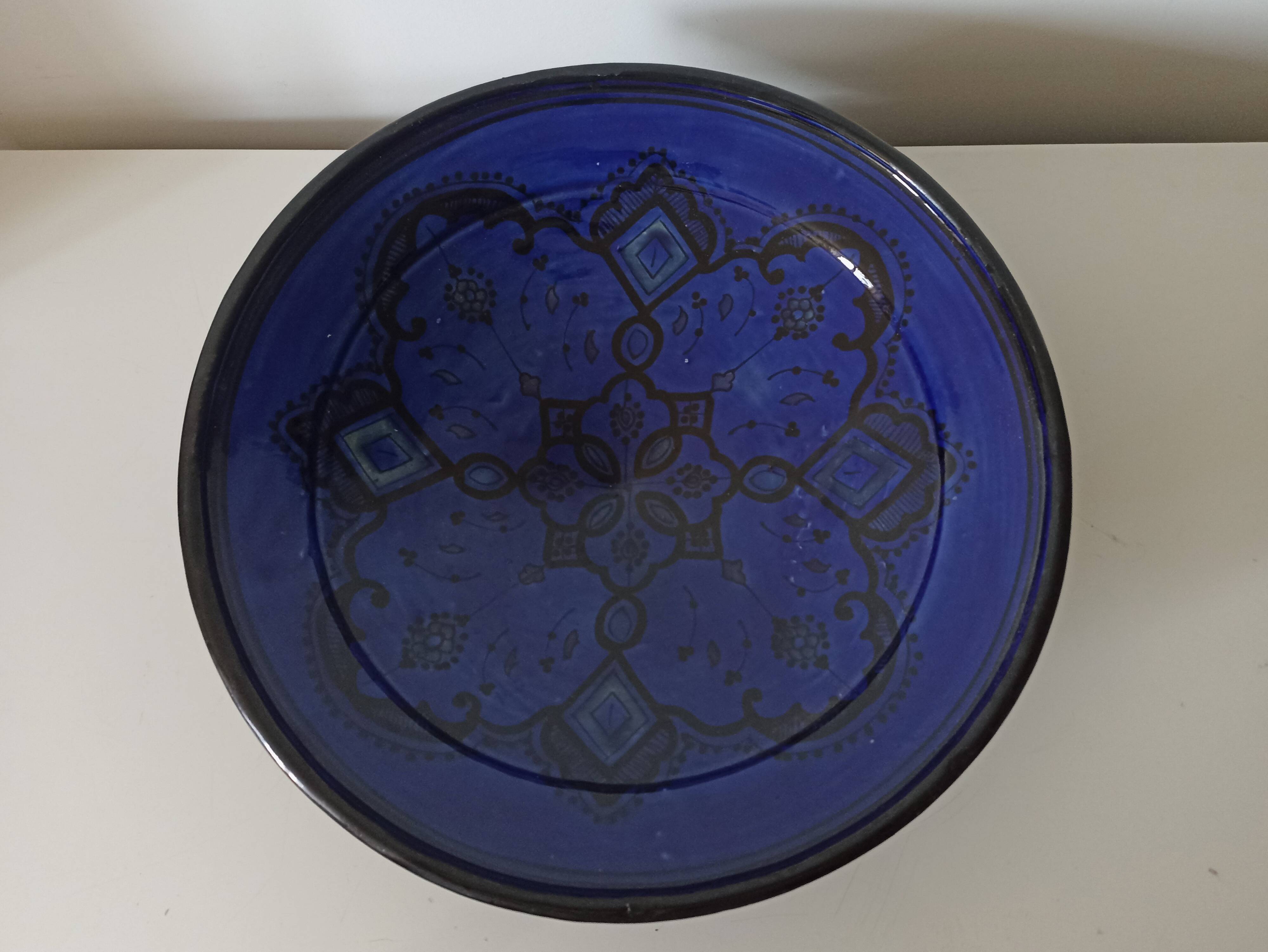 Very large blue Moroccan dish Majorelle