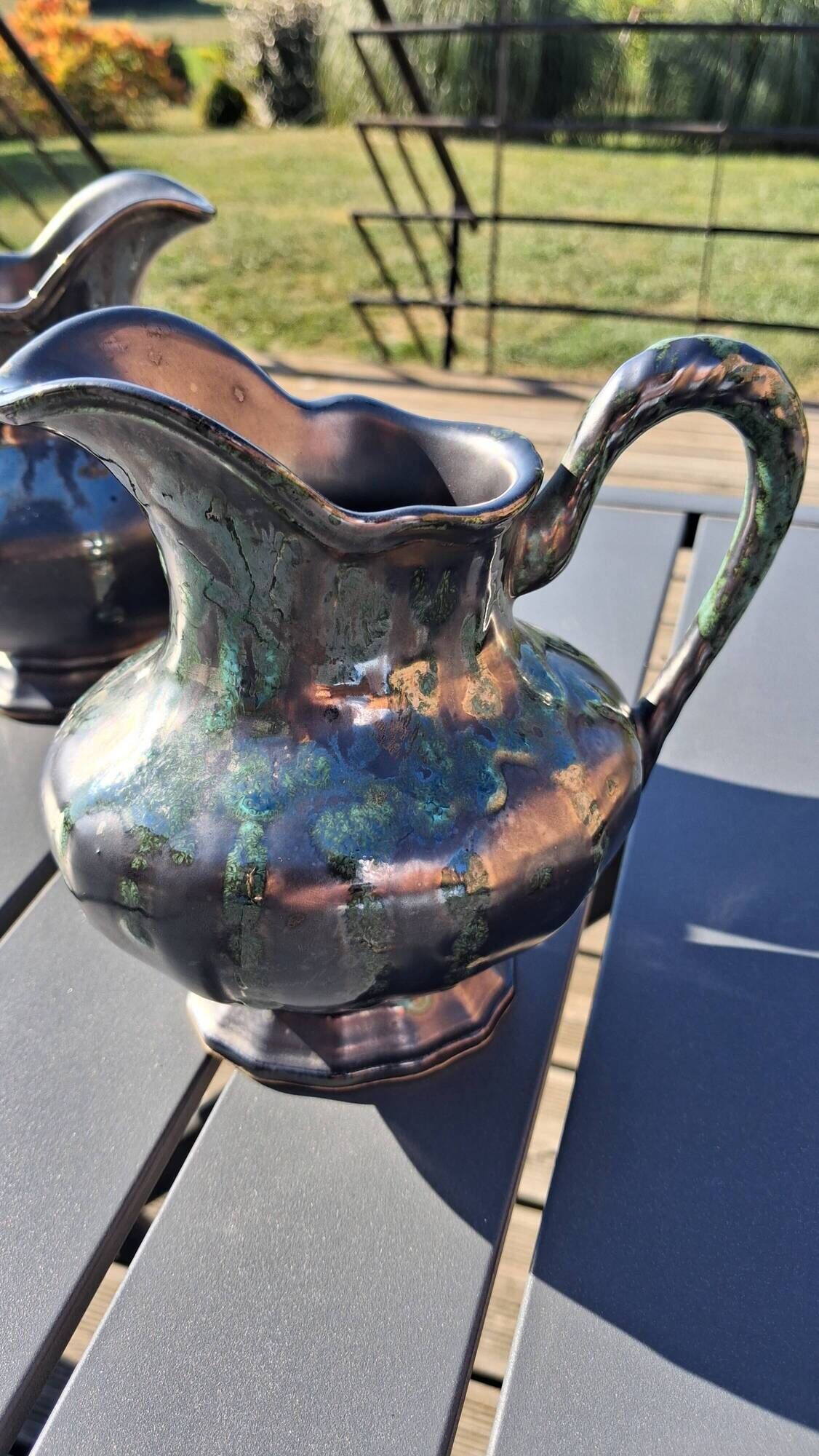 Pair of Art Deco pitchers • Thulin Faience (Belgium)