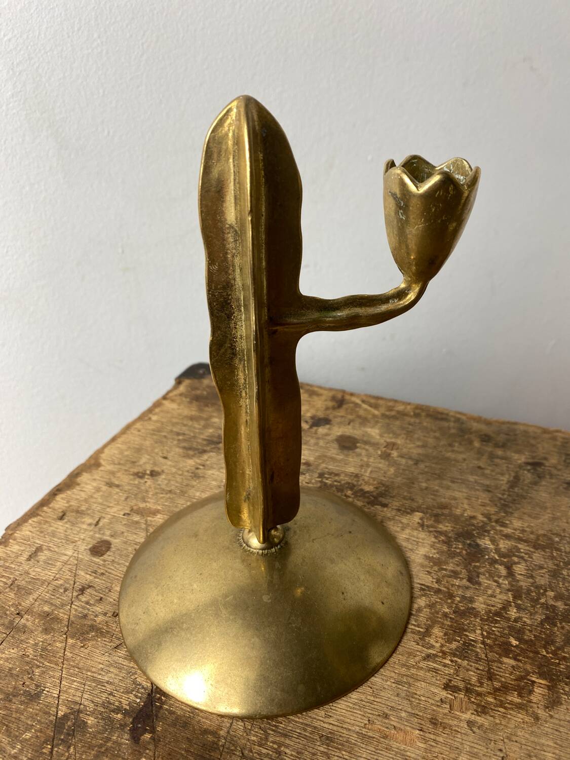 Cactus brass candle holder