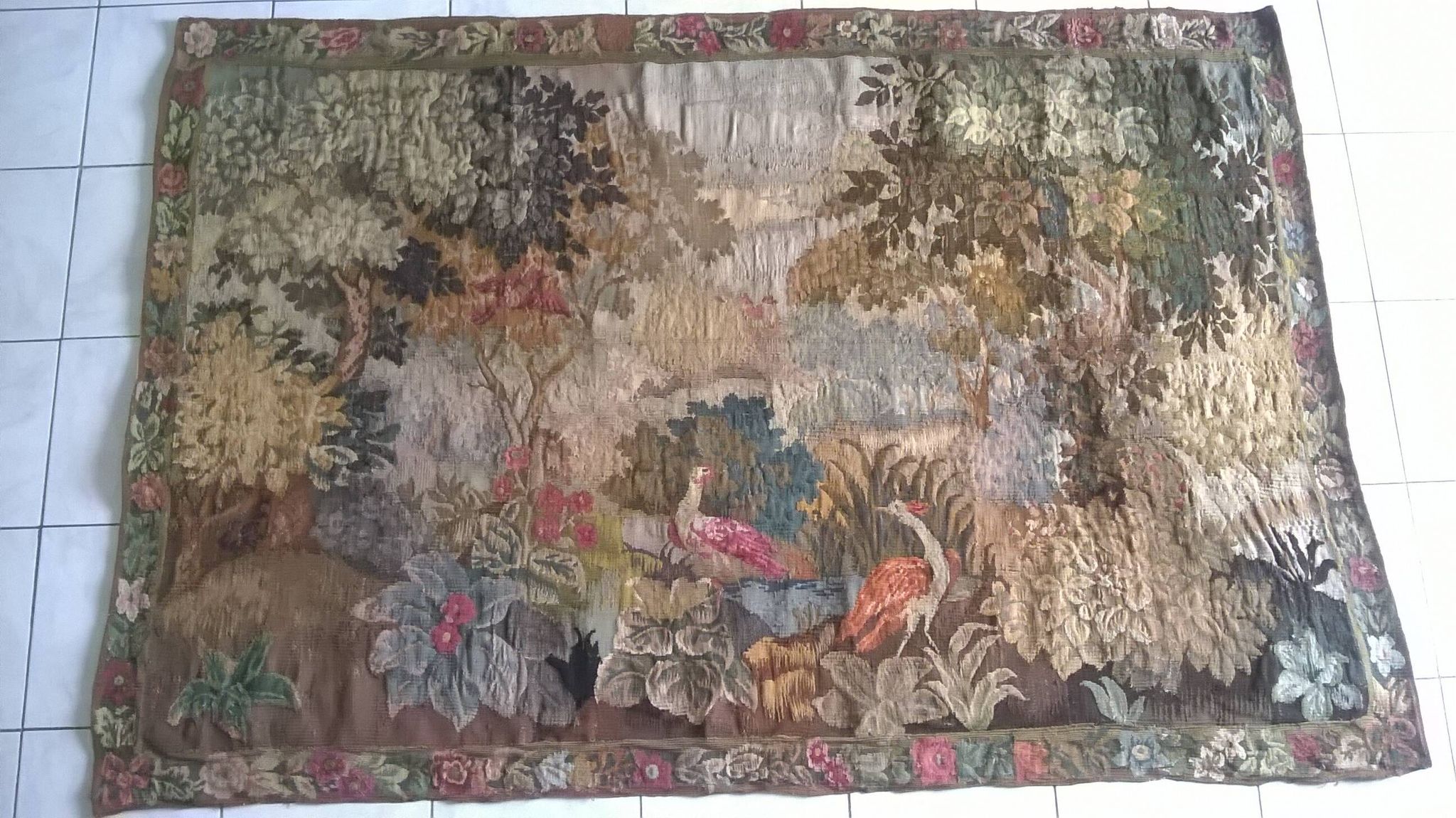 Tapisserie de laine "Verdure Flamande" de la manufacture Robert Four