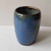 Cobalt blue ceramic vase signed EG