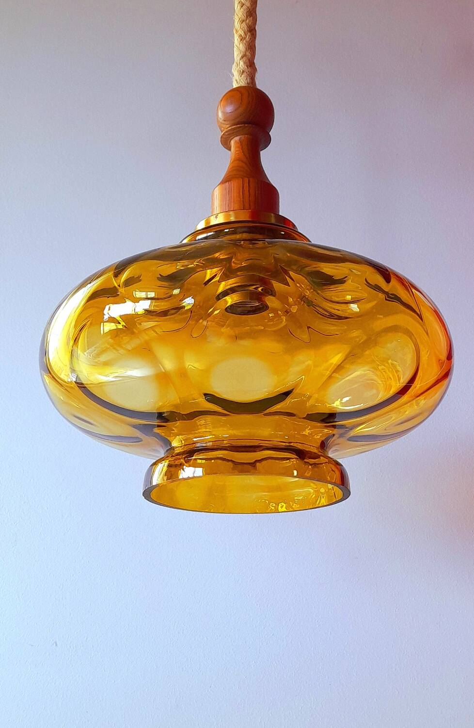 Veb narva suspension in amber glass 70s
