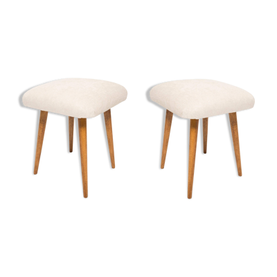Ensemble de deux tabourets beige clair, Europe, années 1960