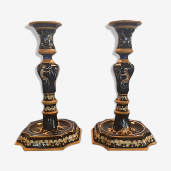 Pair of Gien candlesticks