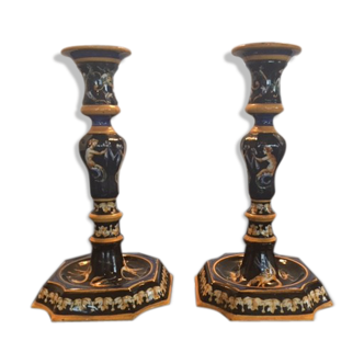 Pair of Gien candlesticks