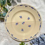 Large vintage K&G Luneville porcelain dish "Flore" 1950s small blue flowers