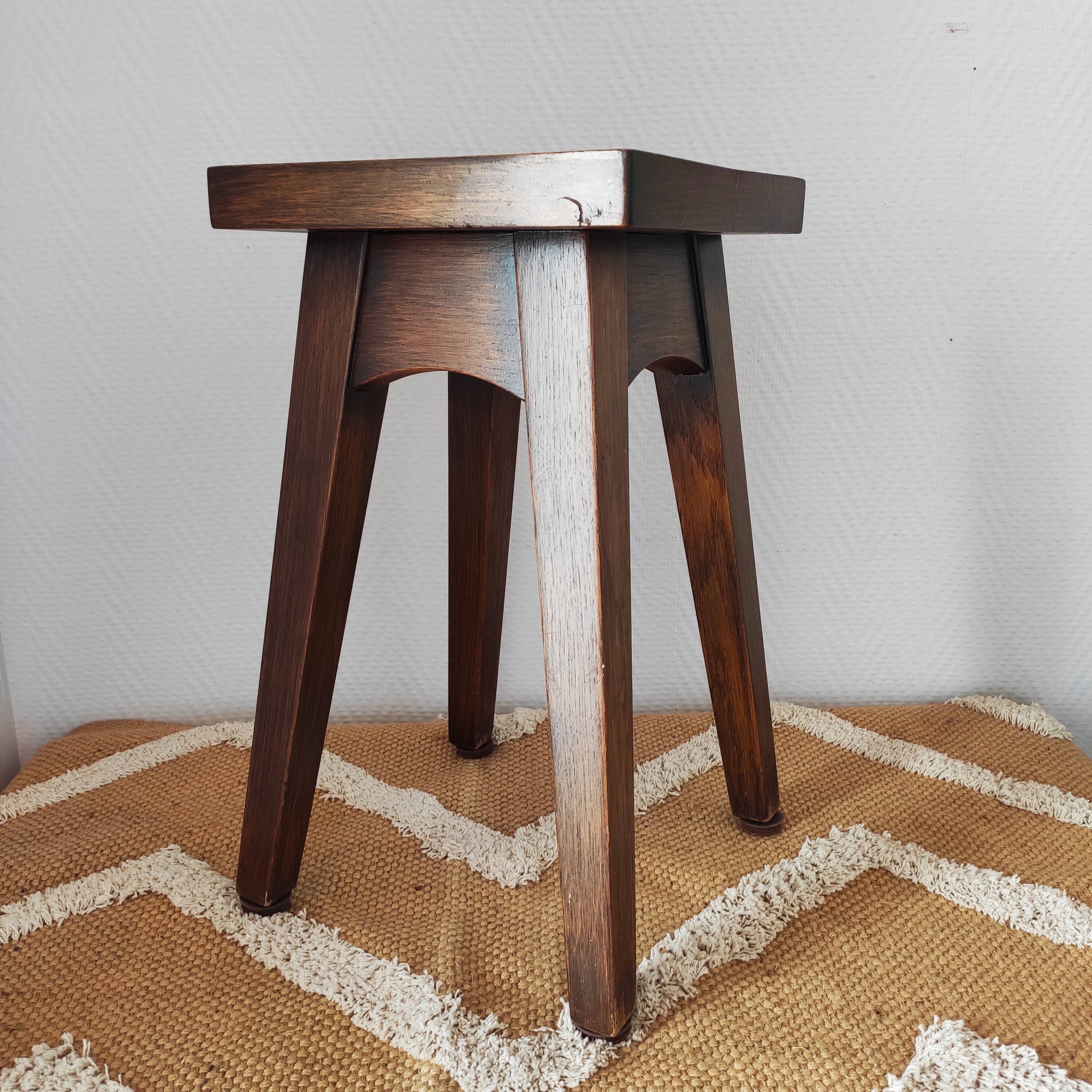 Vintage solid oak stool