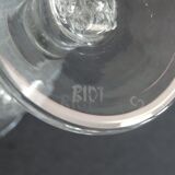Lot de 6 verres Biot à pied, verre blanc bullé, H 15,8 cm