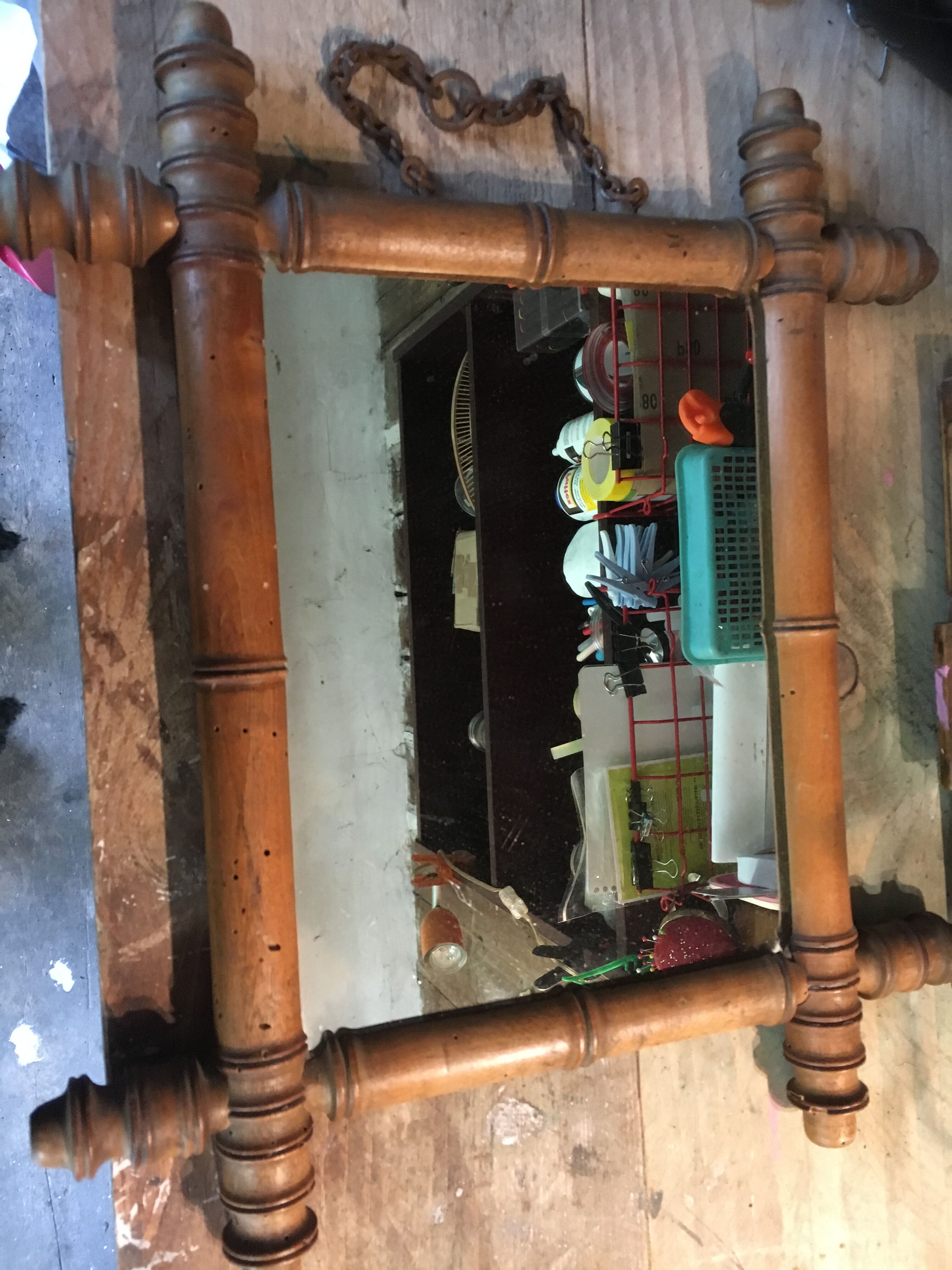 Lot of 4 antique mirrors with bamboo encadrment