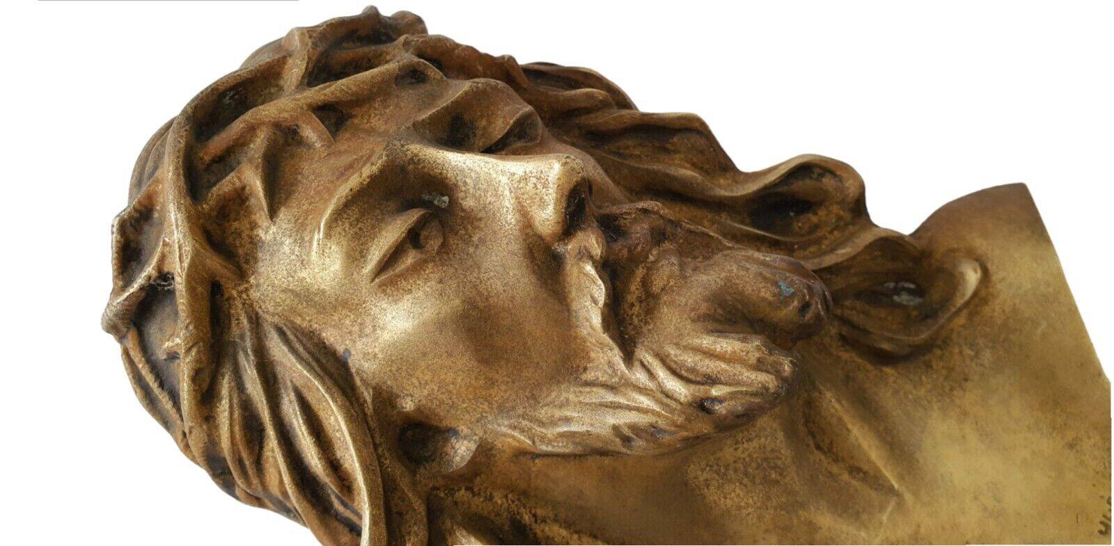 Christ solid bronze plaque with bas relief for tombstone or other signed