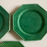 Set of 5 octagonal plates glazed clay beads 1950