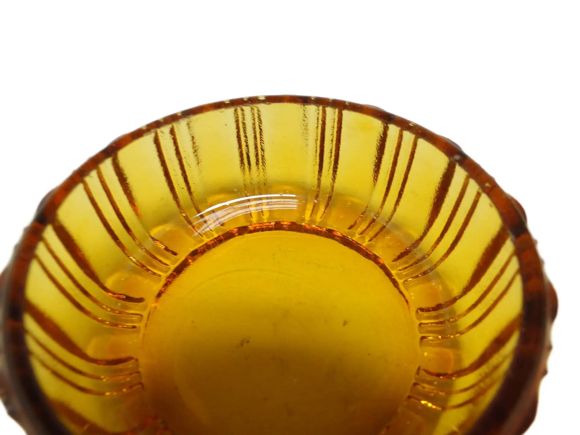 Art Deco salt cellar, orange glass, Ząbkowice, Poland, 1930s.