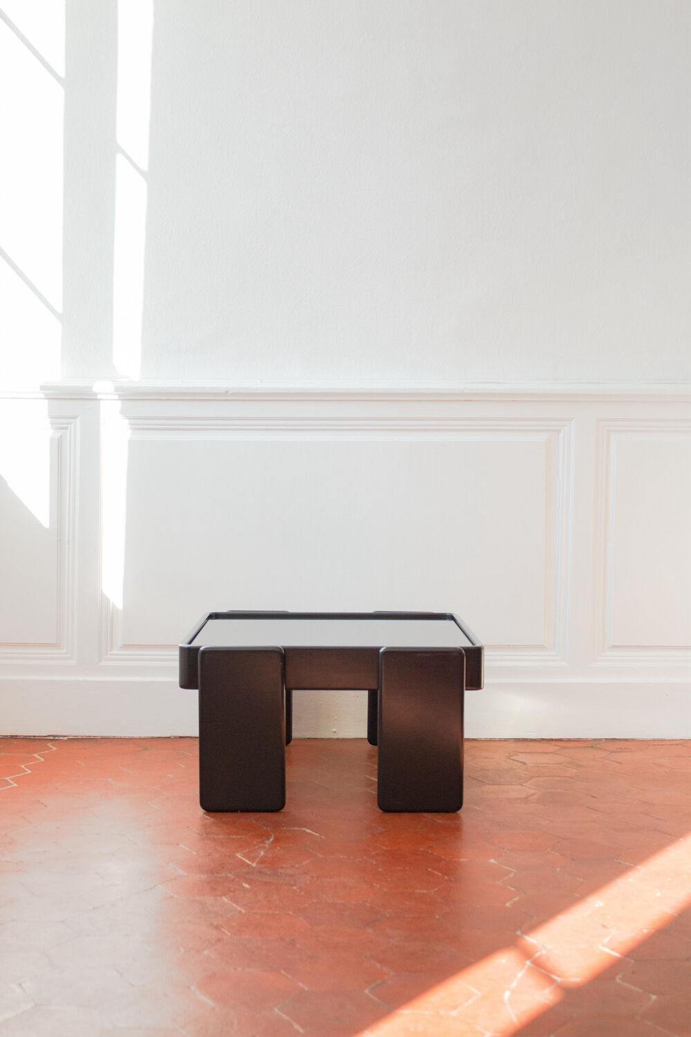 Vintage coffee table by Gianfranco Frattini for Cassina, grey lacquered beech.