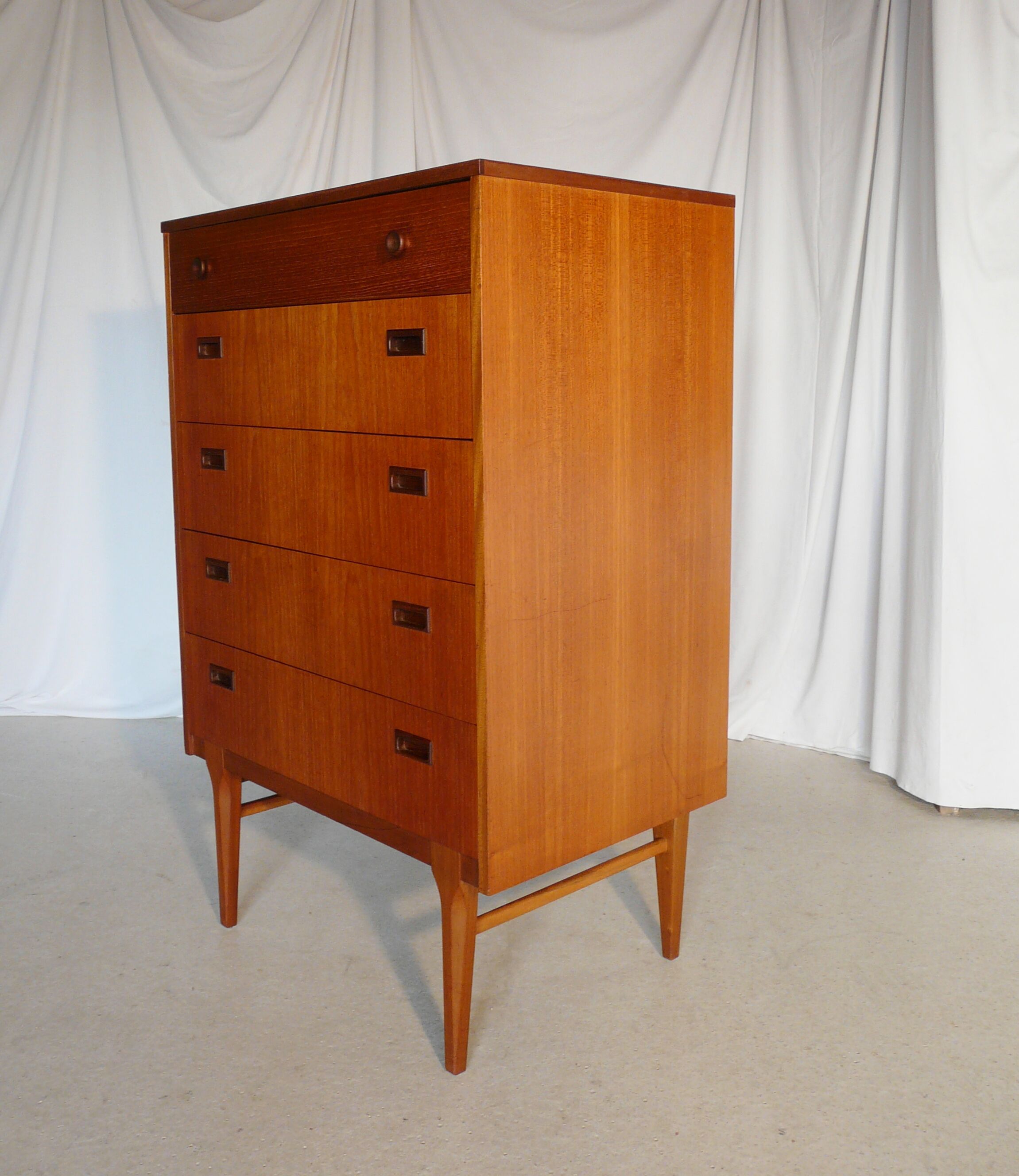 High Scandinavian teak chest of drawers