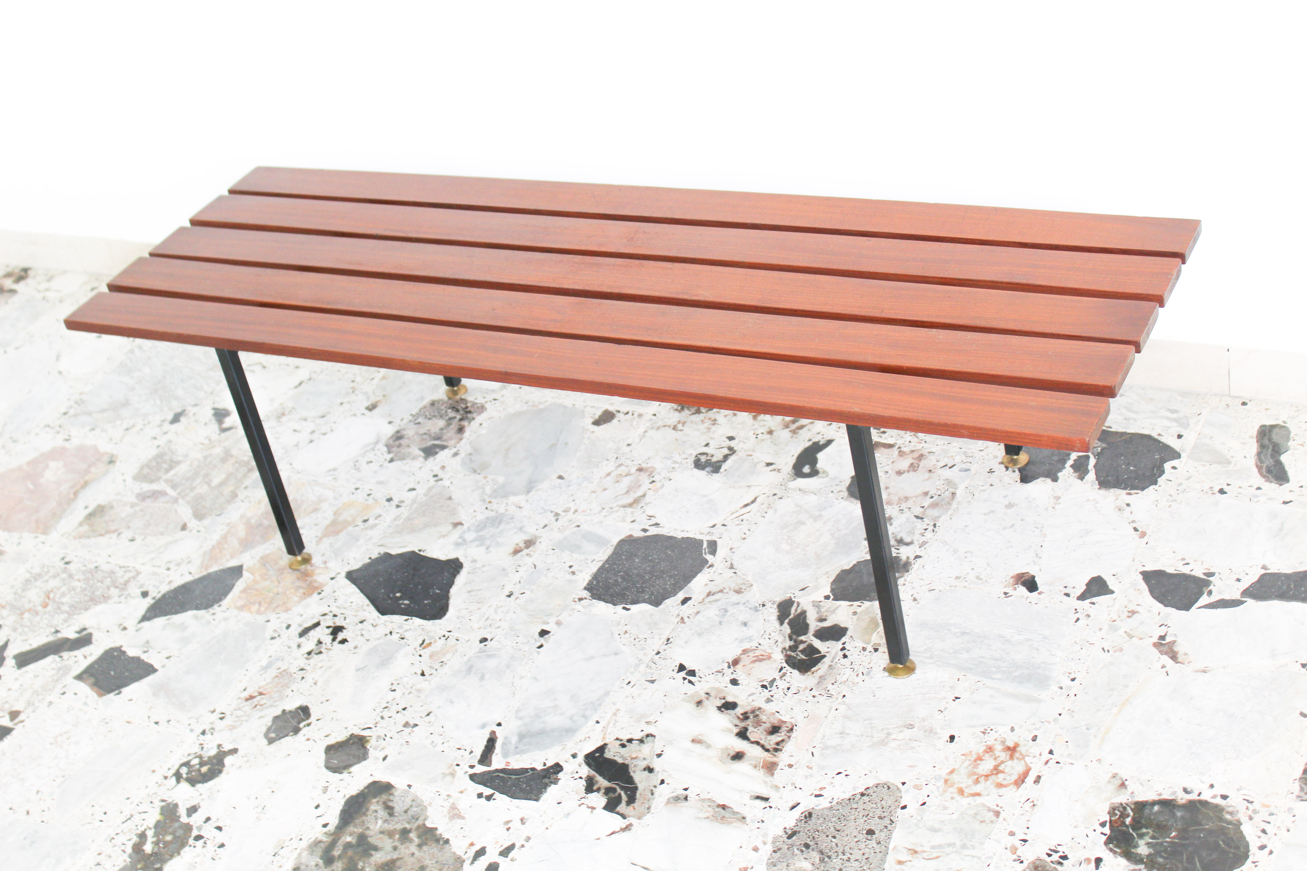 Rosewood and metal bench, Italy 1970s