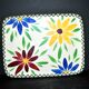Vintage ceramic trivet from Saint-Clément - floral 1960-1970