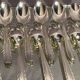 Suite of 12 small silver metal spoons design Vintage mid-twentieth