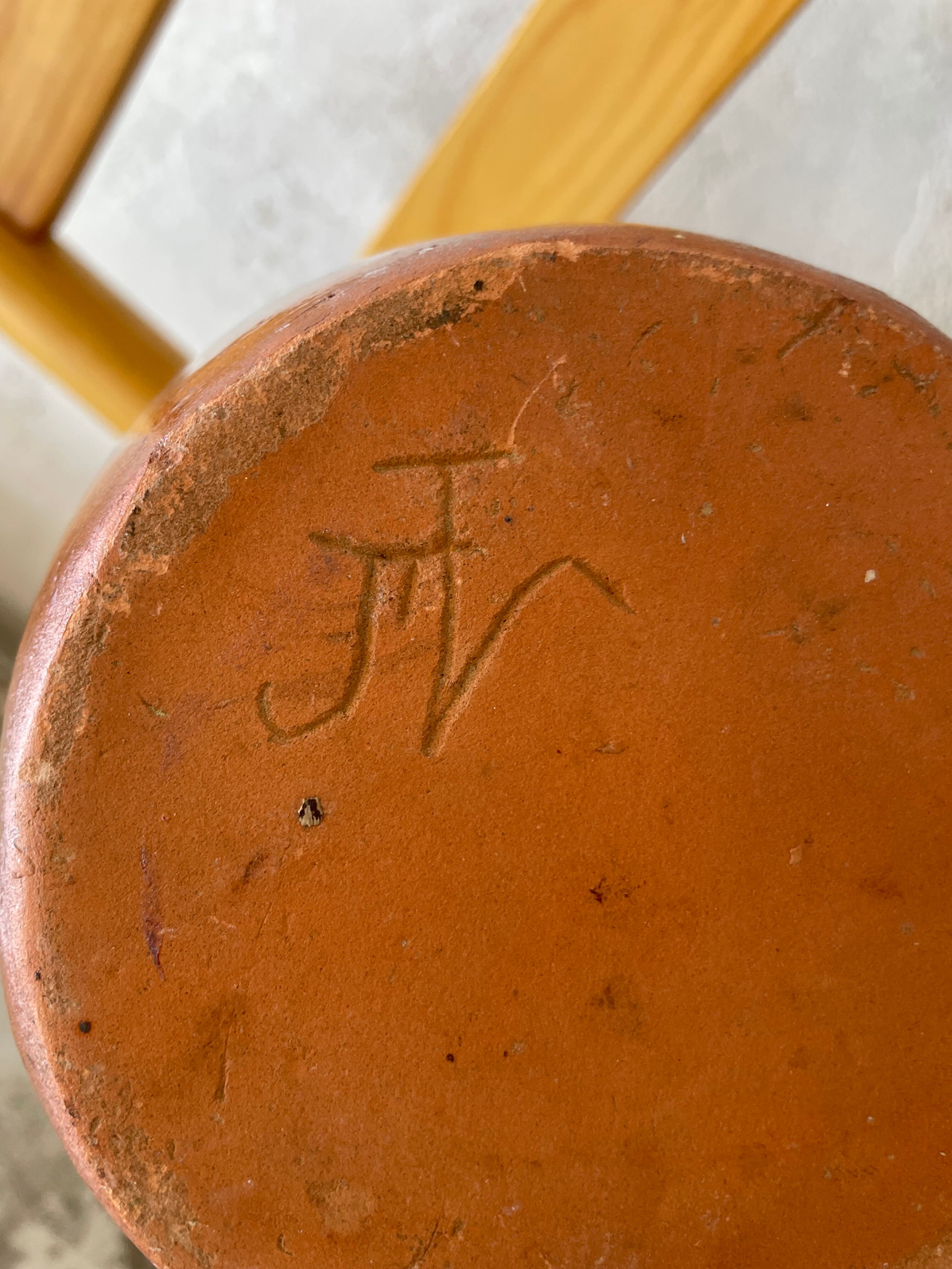 Glazed earth vase signed