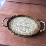Bronze, brass and embroidery serving tray made in France