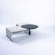 Table basse réglable en marbre noir et blanc italien, années 1980