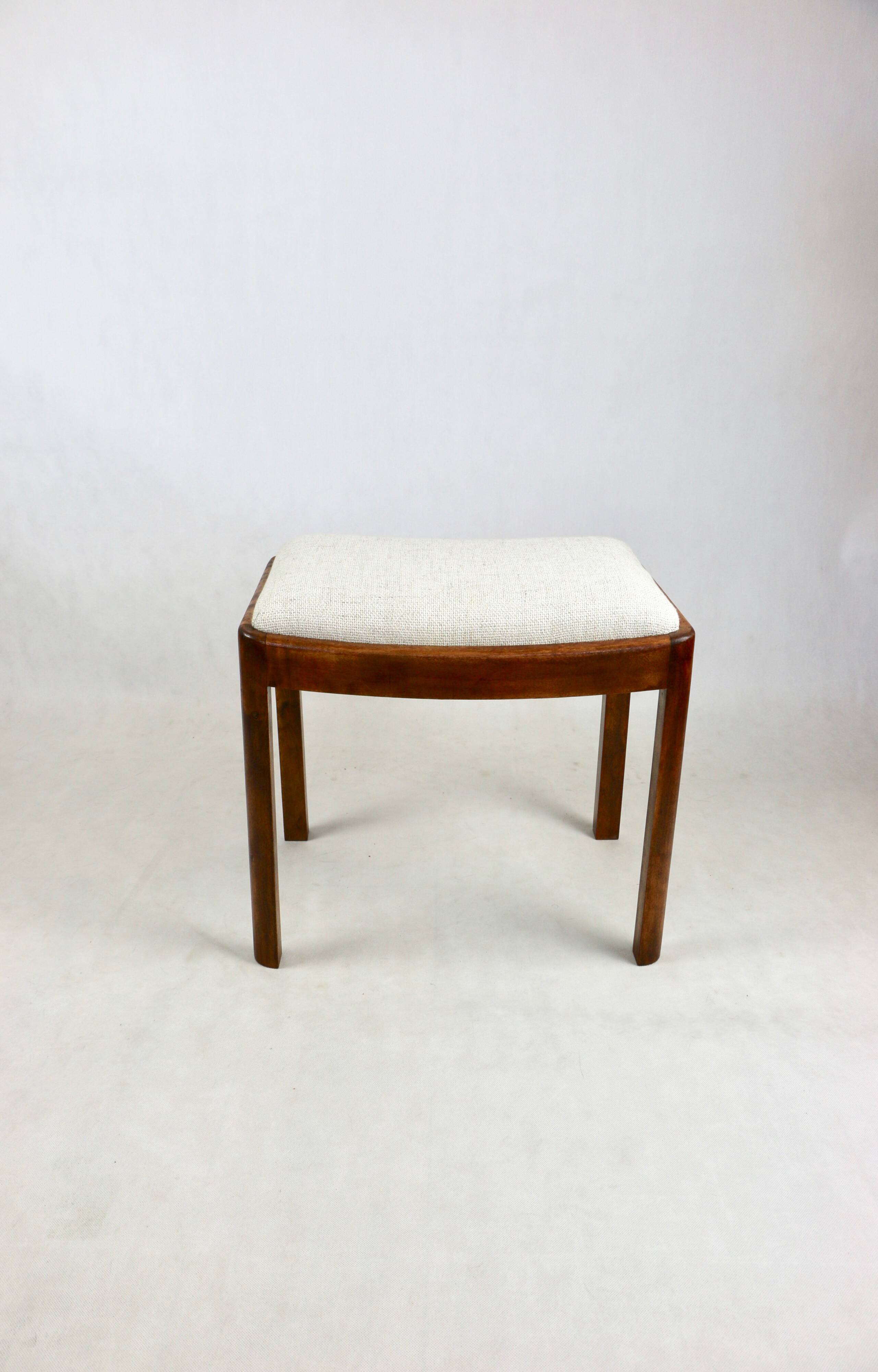 White stool seat natural fabric Art Deco