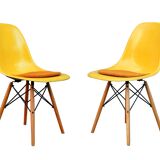 2 Yellow DSW Chairs by Charles and Ray Eames for Herman Miller