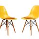 2 Yellow DSW Chairs by Charles and Ray Eames for Herman Miller