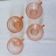 4 cups vintage Acroroc Rosaline pink glass