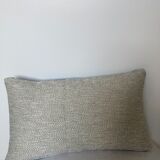 Coussin bi face blanc tressé noir bleu marine