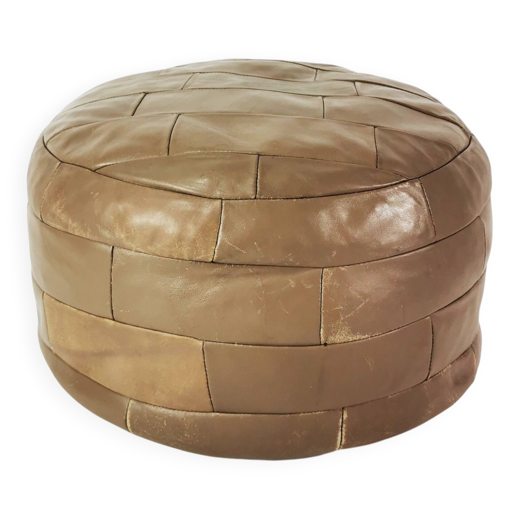Patchwork leather pouf, Germany 1970s