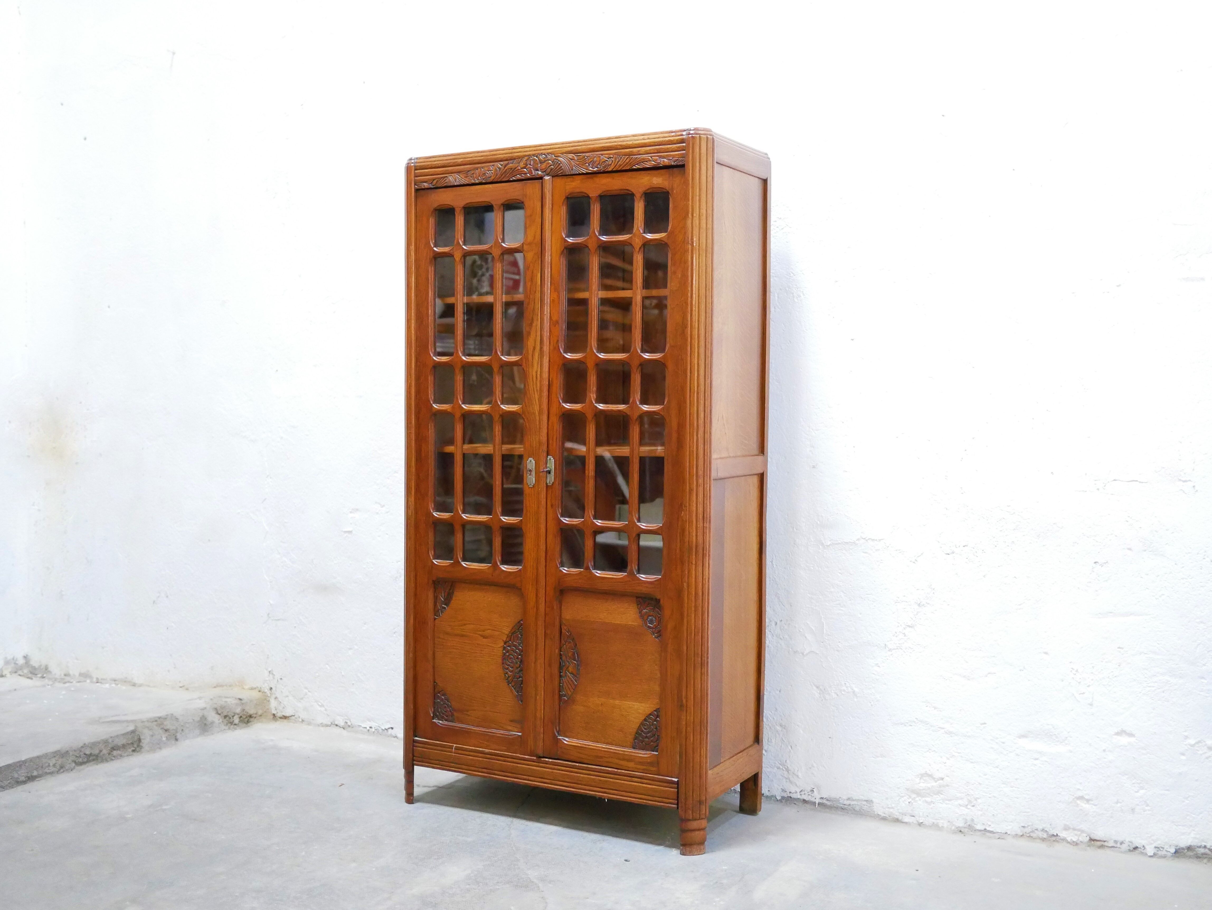 Vintage wooden showcase cabinet