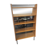Modernist showcase library with sliding glass doors