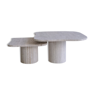 Irregular nesting coffee tables - Athena - porous natural travertine