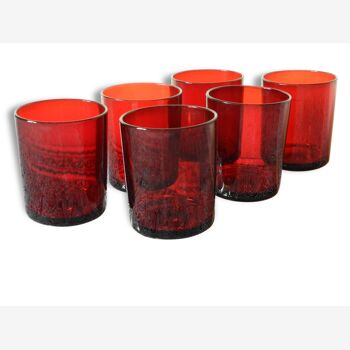 Set de Six verres à pieds vintage Luminarc Rouge rubis