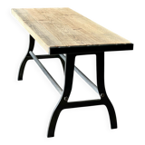 Industrial table with cast iron legs