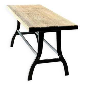 Industrial table with cast iron legs
