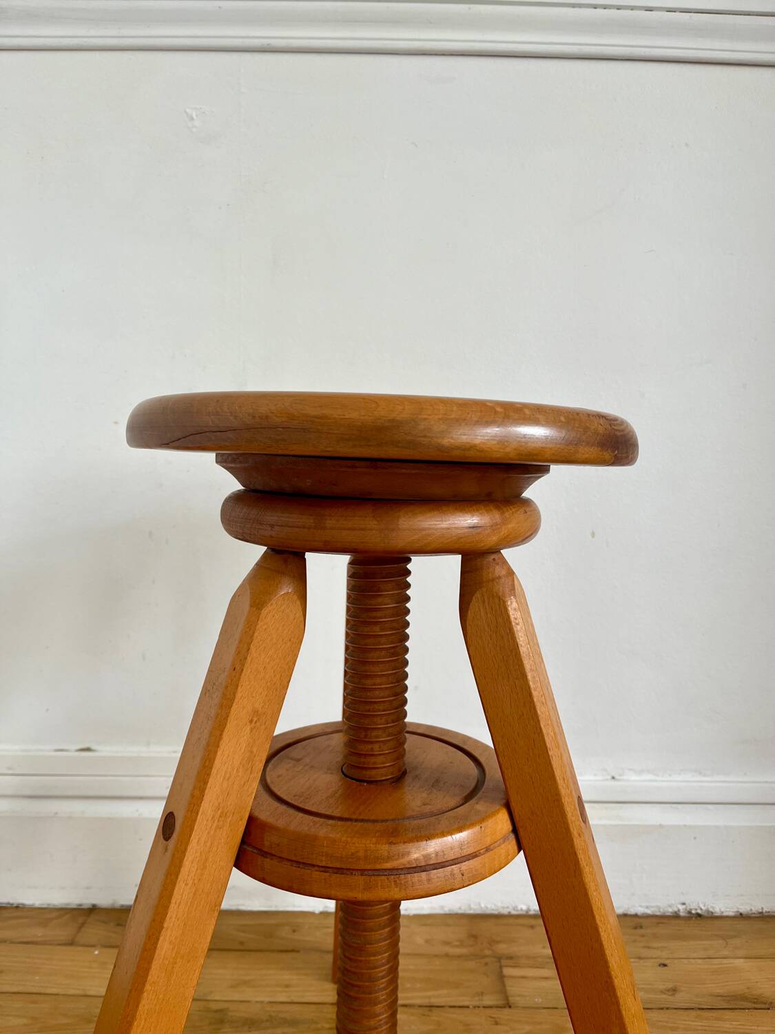Pair of solid wood screw stools
