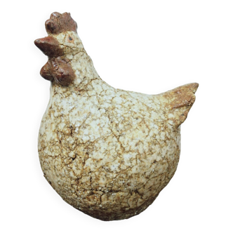 Poule en grès craquelé