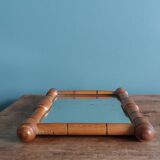 Turned wooden frame mirror 19.5 x 14