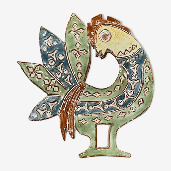 Ceramic plate rooster