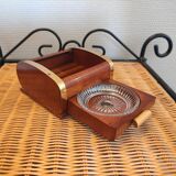 Ashtray and vintage wooden cigarette box