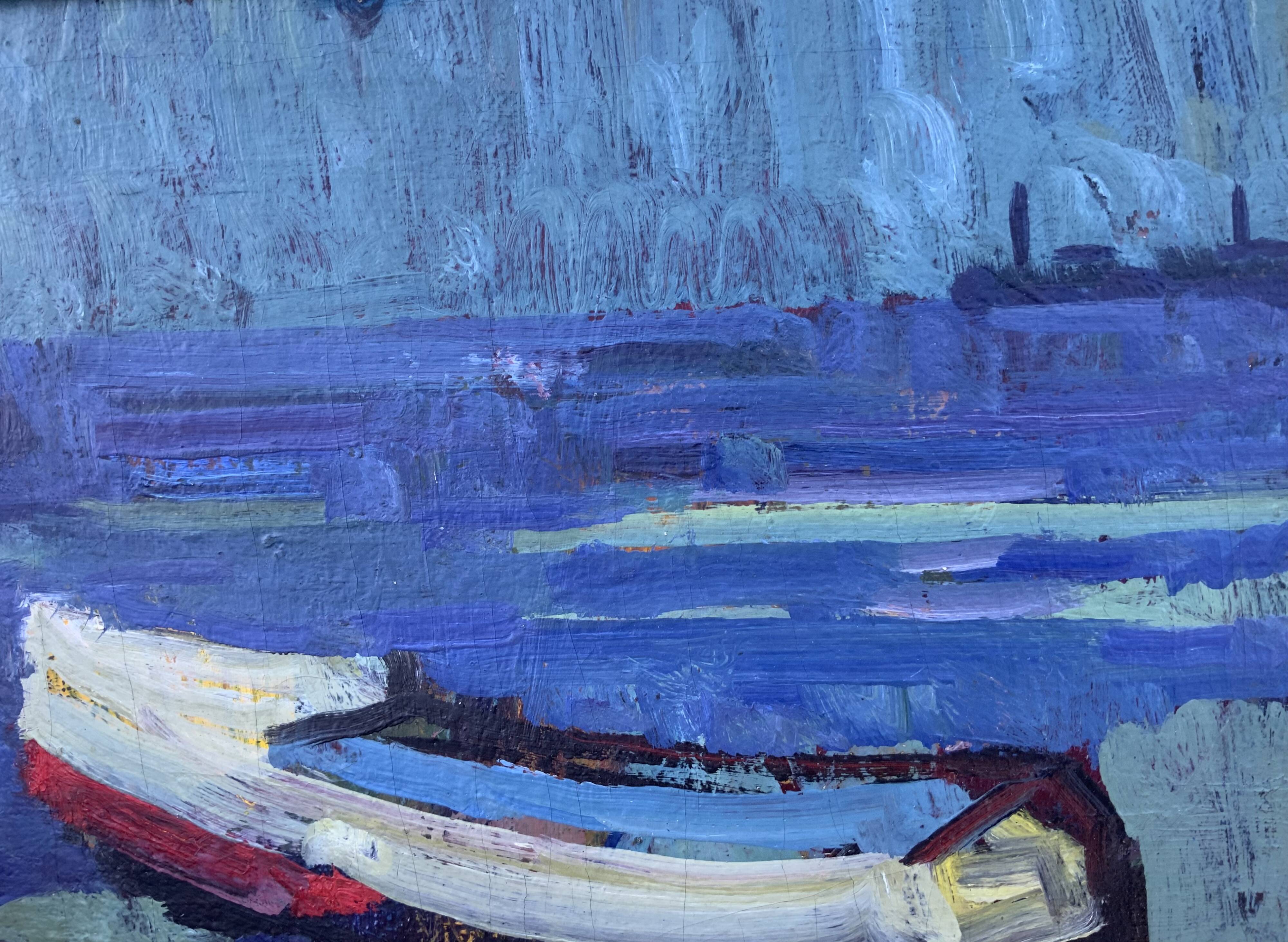Vintage Modernists Oil Painting Abstract Landscape Gerhard Larsson 1960