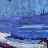Peinture à l'huile moderniste vintage Paysage abstrait Gerhard Larsson 1960