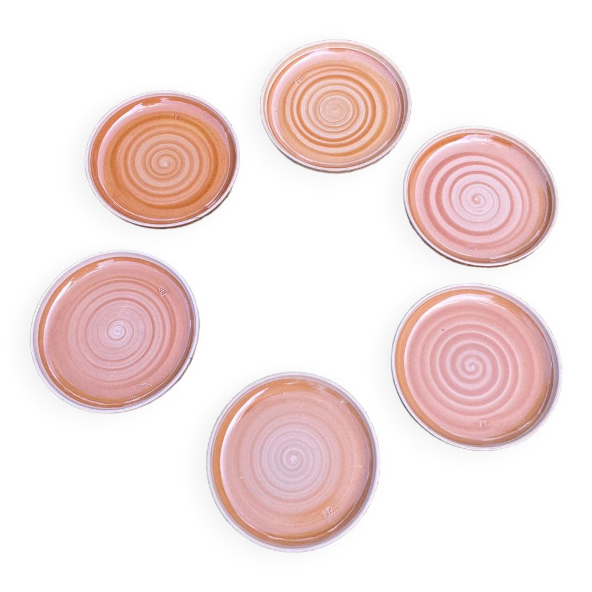 6 Sarreguemines flat plates in vintage stoneware 1970.