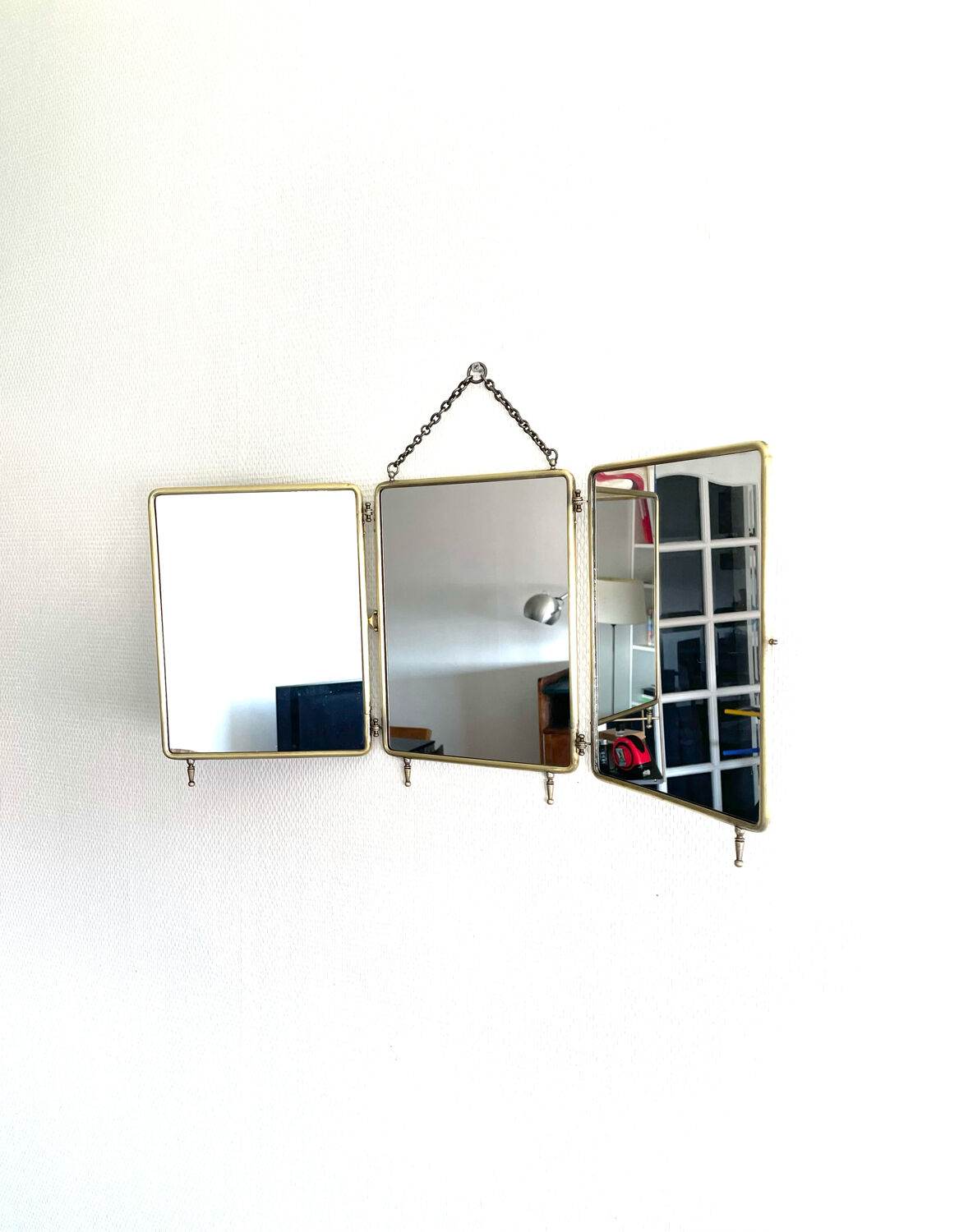 Triptych barber's mirror